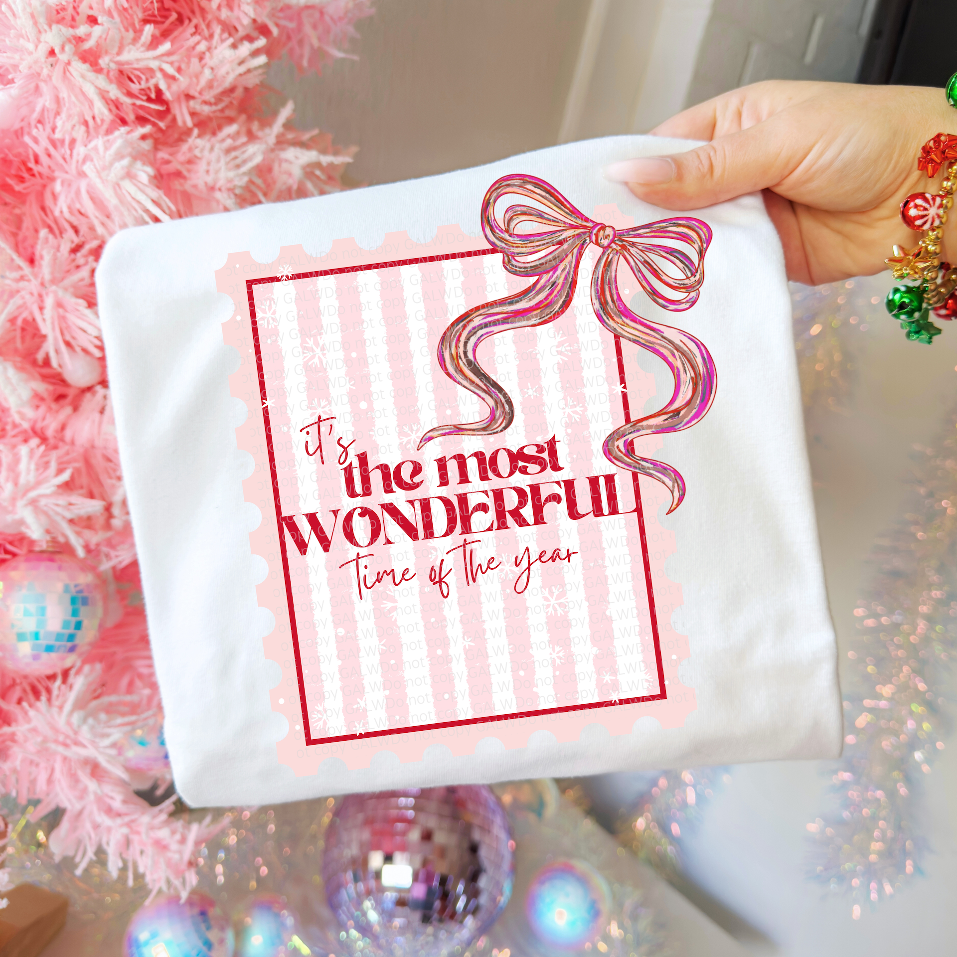 its the most wonderful time of the year pink stamp tee or sweatshirt
