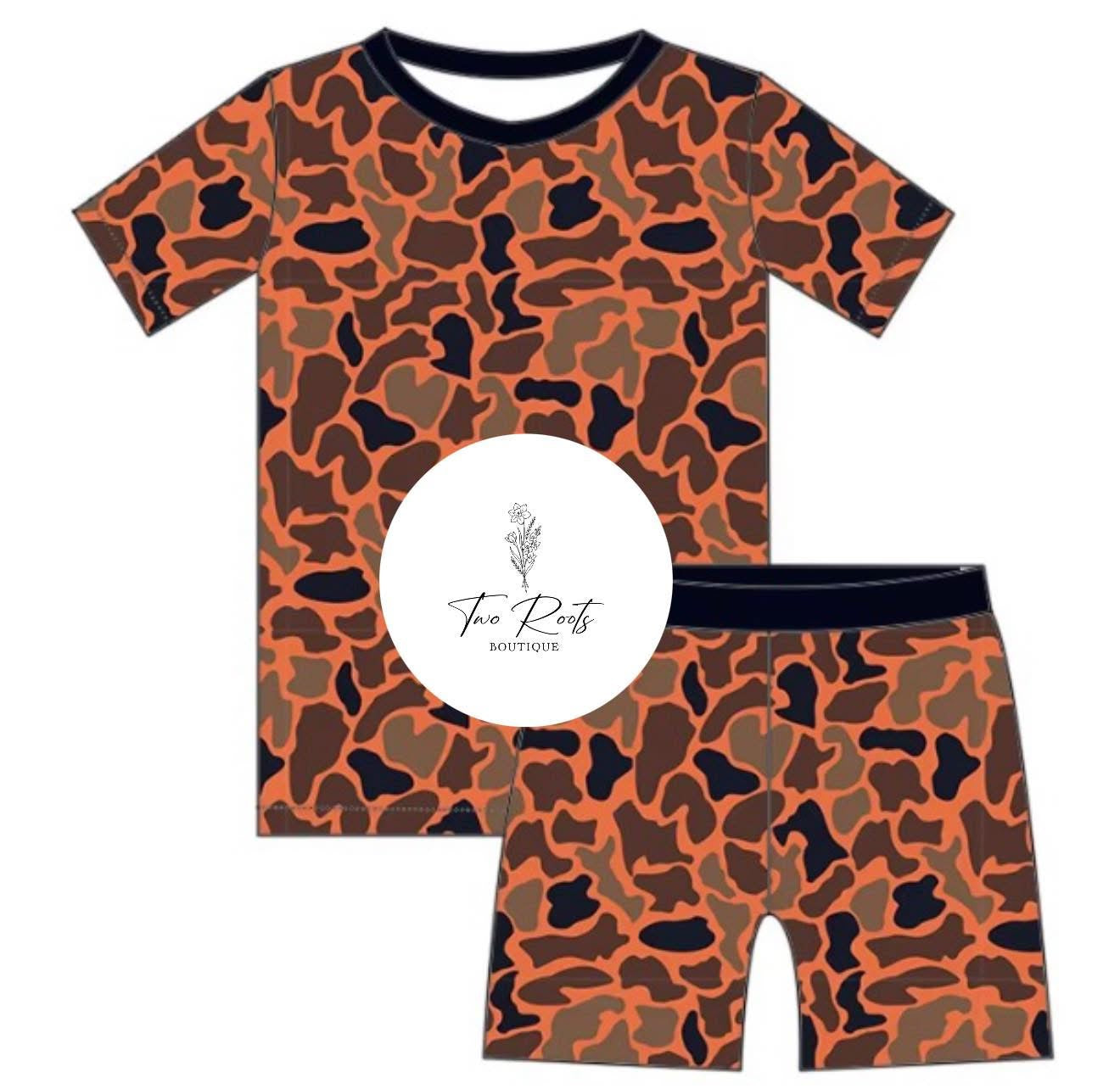 RTS Orange Duck Camo Bamboo Short PJ Set