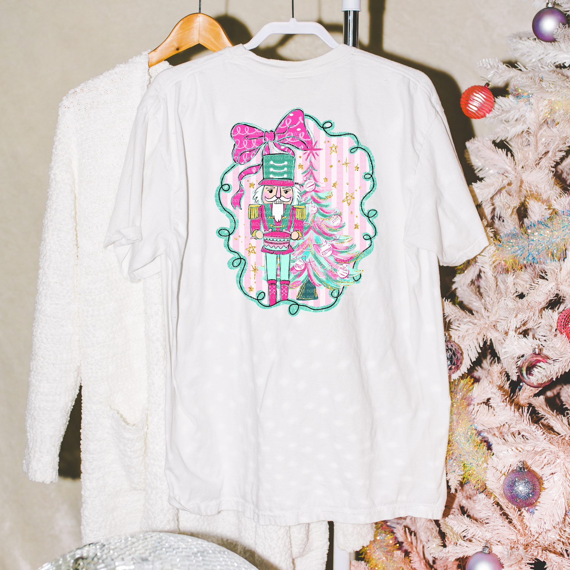 Nutcracker pink bow frame tee or sweatshirt