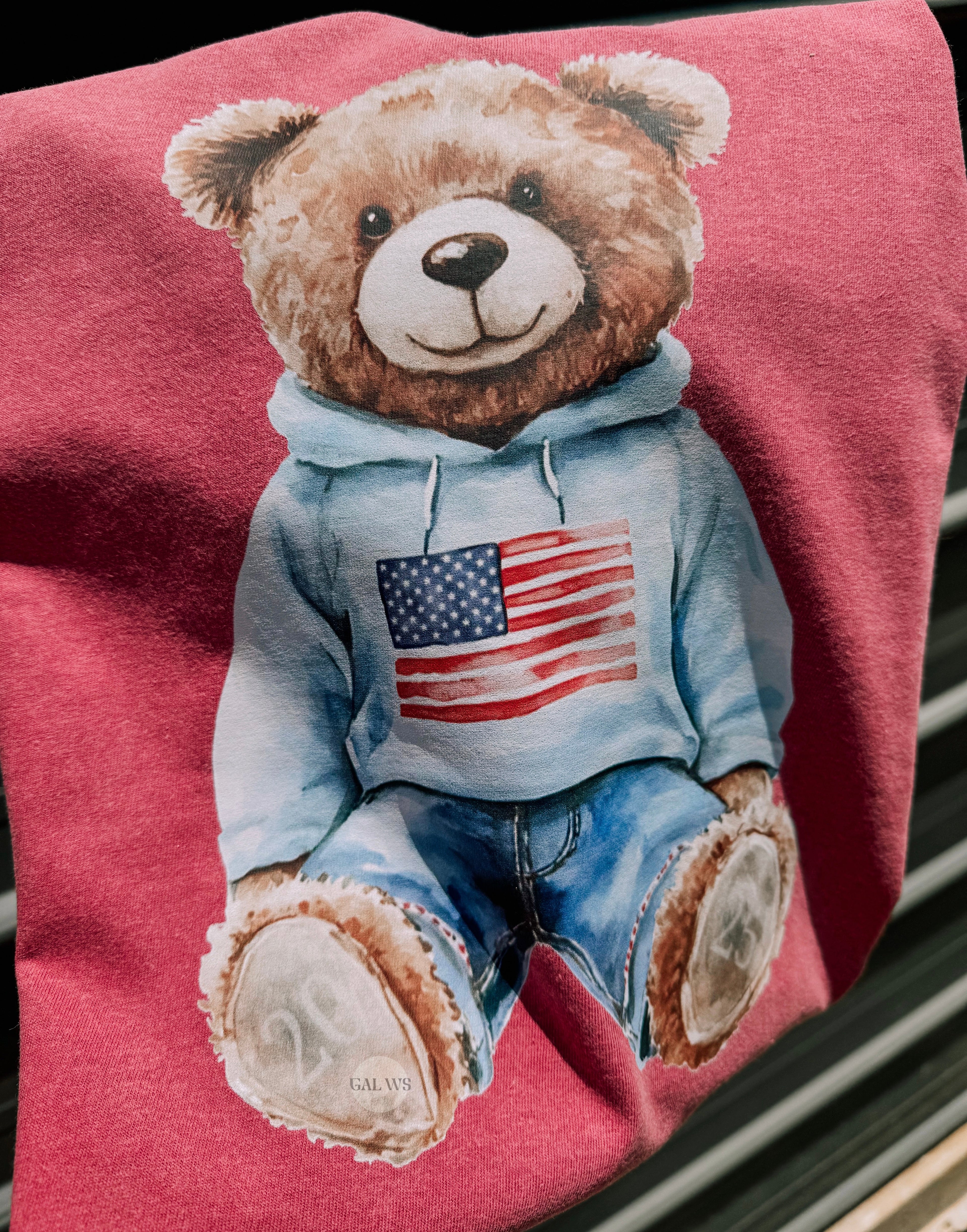 Teddy bear USA flag 2025 4th if july tee or sweatshirt