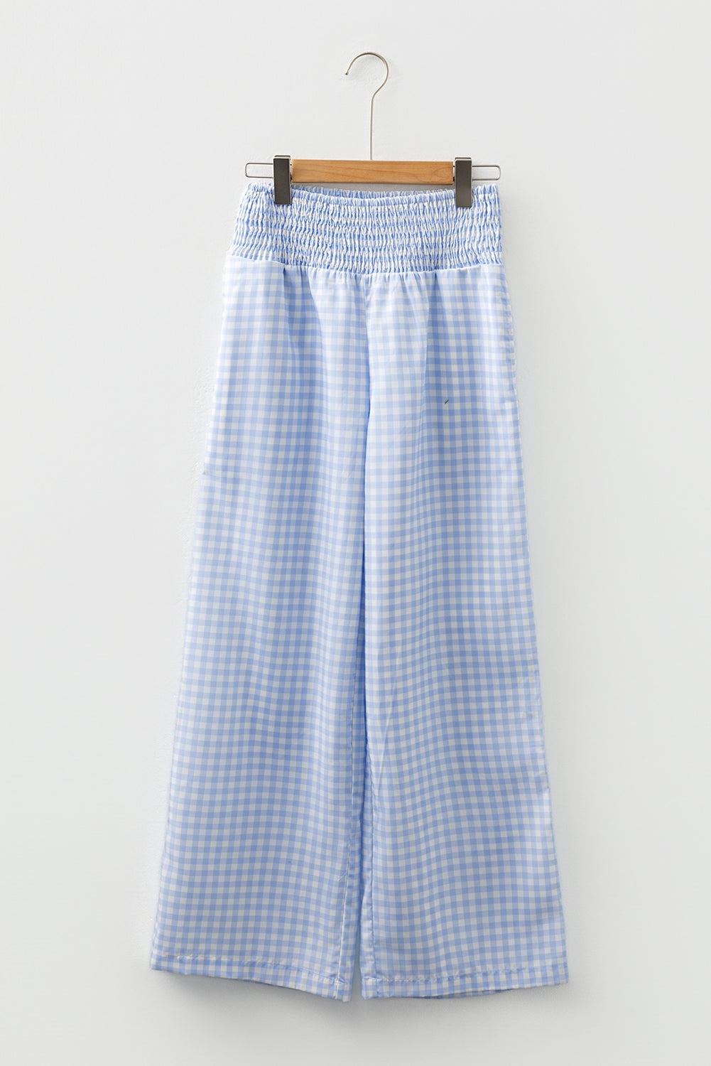 Blue Plaid Smocked Loose Pants RTS