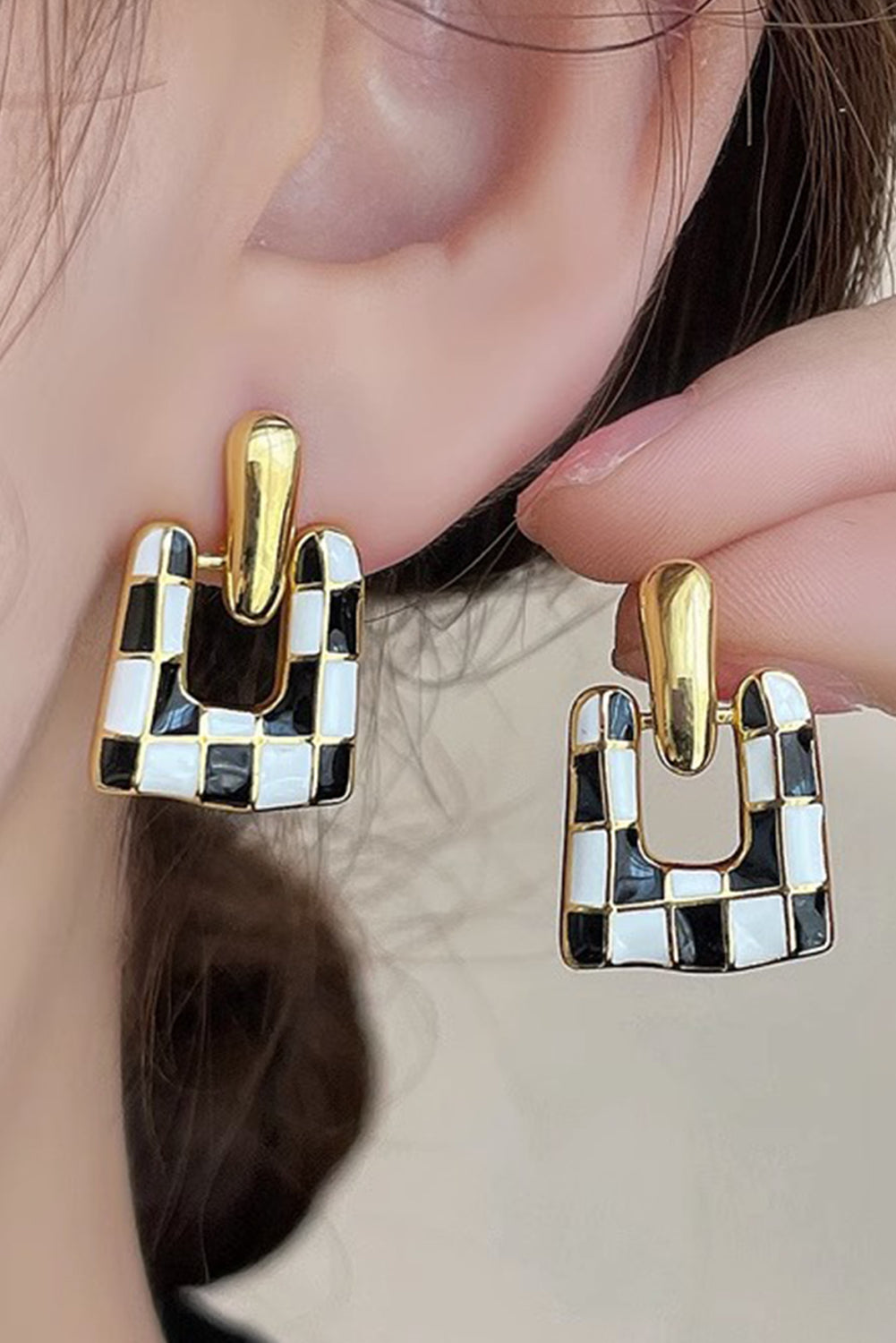 Checkered Square Stud Earrings RTS