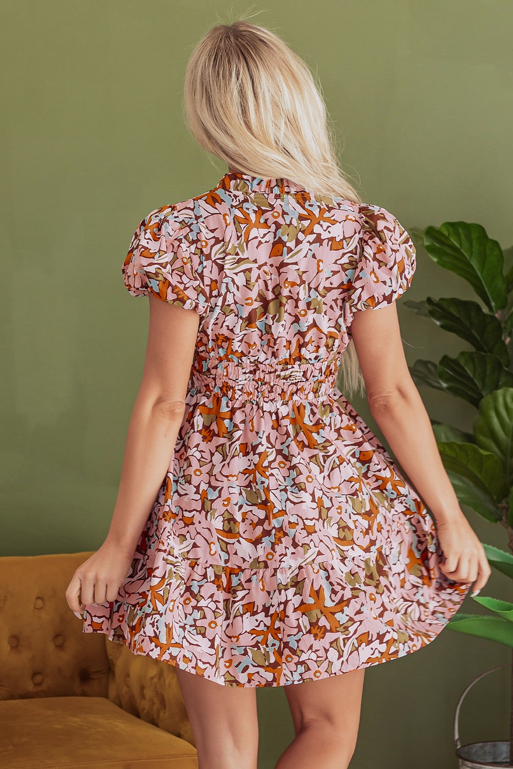 Pink and Orange Floral Dress RTS