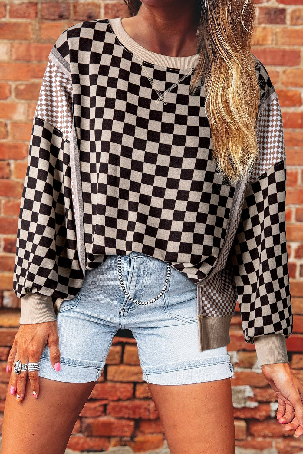 Khaki Mixed Checkered Top RTS