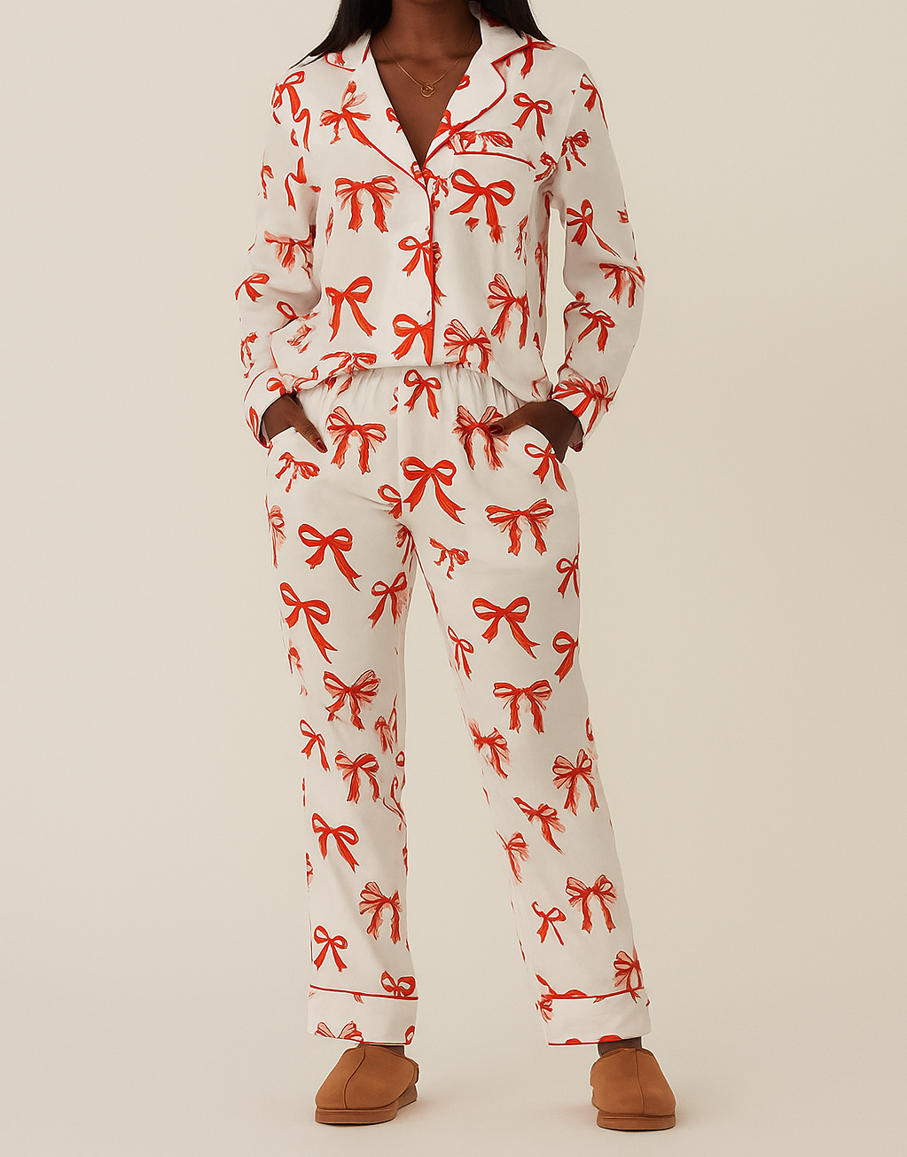 Red Christmas Bow PJ Set RTS