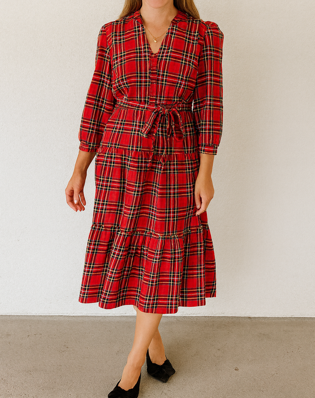 Red Christmas Plaid Dress RTS
