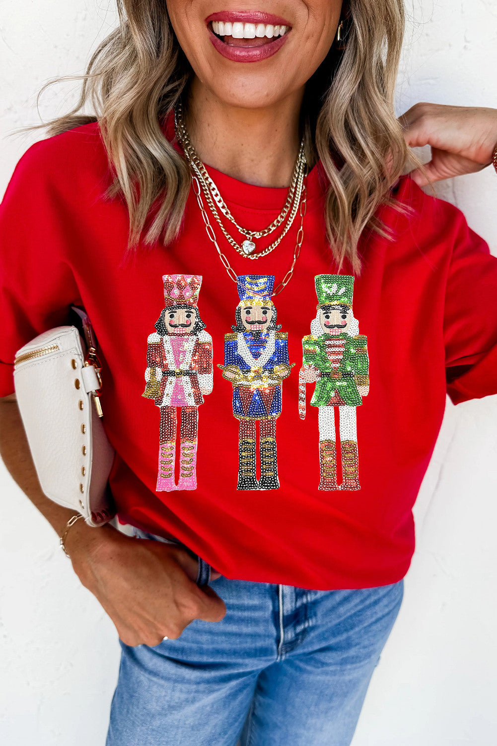 Red Sequin Nutcracker Shirt RTS